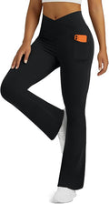 Flare Leggings for Women Yoga Pants with Pockets High Waisted Crossover Flare Leggings Bootcut Casual Yoga Pants