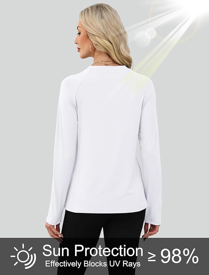 WIHOLL Workout Tops for Women Long Sleeve Sun Shirt UPF 50+ UV Protection Running Hiking Clothes Quick Dry Athletic Tops