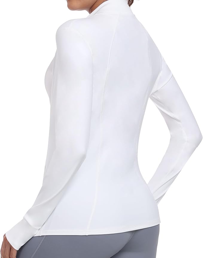 Women's Athletic Full Zip Lightweight Workout Jacket With Pockets Running Slim Fit Yoga Sportwear With Thumb Holes