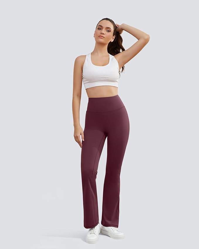Yoga Pants for Women High Waisted Flare Leggings Bell Bottom Leggings Front Seamless Flared Workout Pants Tummy Control