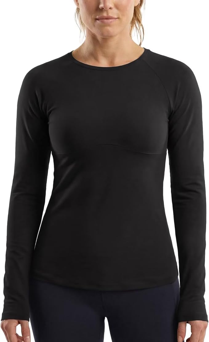 Zengjo Women's Long Sleeve Workout Tops Fitted Silky Cooling Athletic Performance Shirts Moisture Wicking for Yoga Gym