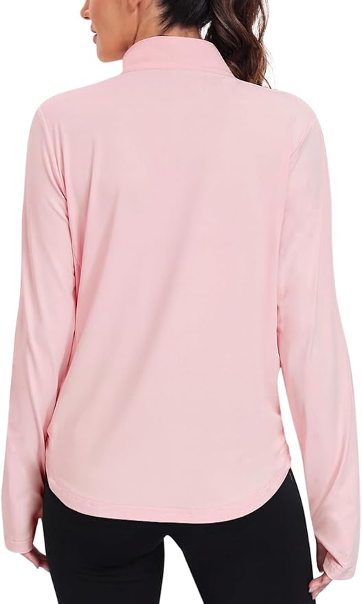 Vldnery Women's UPF 50+ Sun Protection Lightweight Jacket Zip Up Long Sleeve Sun Shirt for Women with Thumb Hole Hiking
