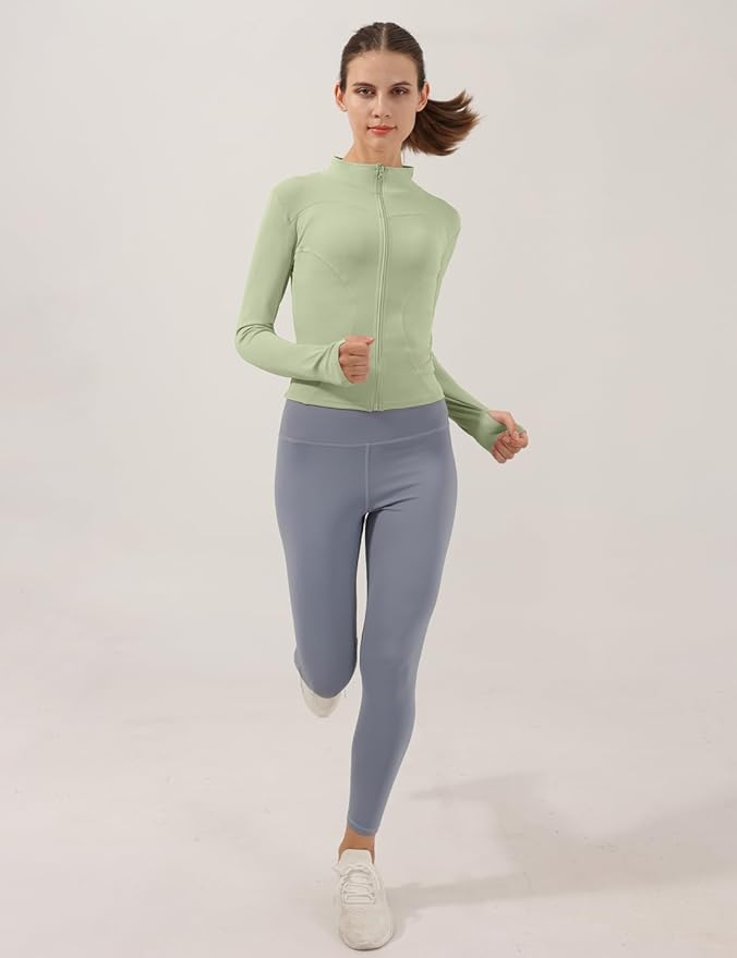 Locachy Women's Lightweight Stretchy Workout Full Zip Running Track Jacket with Thumb Holes