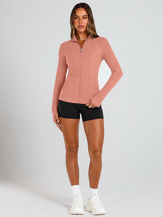 Trendy Queen Womens Lightweight Zip Up Jackets 2026 Athletic Workout Hoodies Spring Shirt Fitted Gym Clothes with Pocket