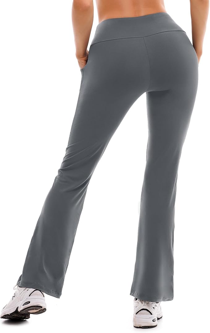 SINOPHANT Flare Leggings for Women with Pockets,High Waisted Tummy Control Bootcut Yoga Pants for Women Soft Bell Bottoms