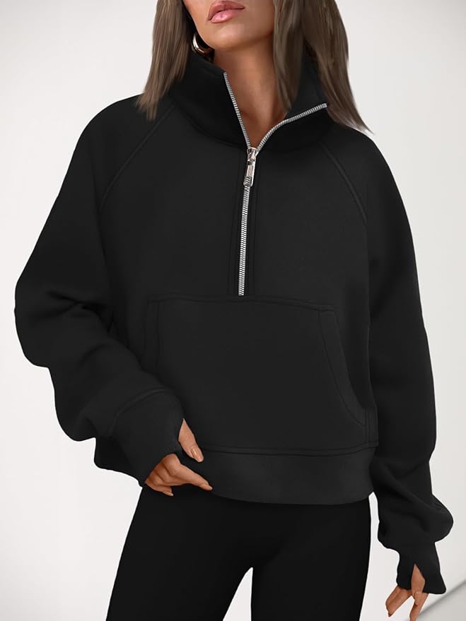 AUTOMET Womens Sweatshirts Half Zip Cropped Pullover Fleece Quarter Zipper Hoodies 2026 Fall Fashion Outfits Clothes