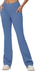 baleaf Women's V Crossover Flare Leggings with Pockets Yoga Pants High Waist Casual Workout Gym Bell Bottom Leggings