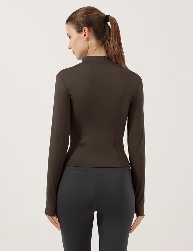 Locachy Women's Lightweight Stretchy Workout Full Zip Running Track Jacket with Thumb Holes