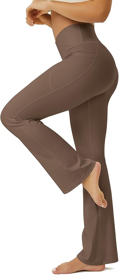 FOHOFO Yoga Pants Women, Flare Leggings for Women with Pockets Crossover High Waisted Bootcut Yoga Pants