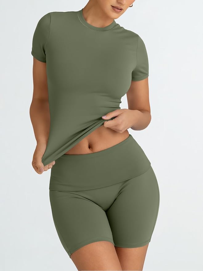 Trendy Queen 2 Piece Summer Cute Workout Sets Gym Short Set Pilates Yoga Outfits Going Out Spring Athletic Comfy Active Wear