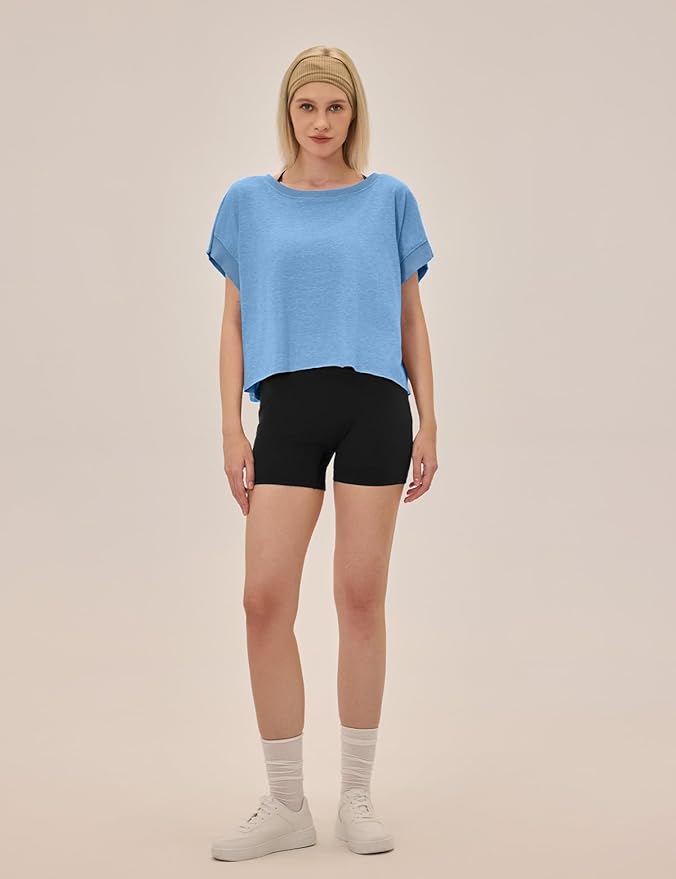 UNIANKIYA Open Back Workout Tops for Women Loose Fit Athletic Crop Tee Short Sleeve Gym Running Yoga Shirt