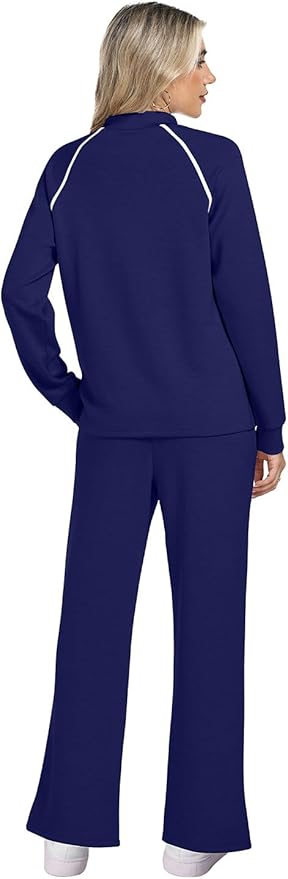 WIHOLL Lounge Sets for Women 2 Piece Fall Outfits 2025 Wide Leg Pant Matching Sets Womens Clothing