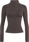AUROLA Influence Workout Jacket for Women, Half Zip Cropped Slim Fit Long Sleeve Yoga Jackets Athletic Top with Thumb Holes