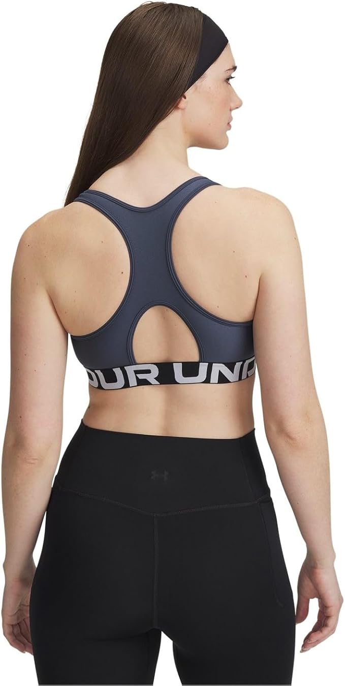 Under Armour Womens HeatGear Authentics Mid Impact Branded Sports Bra