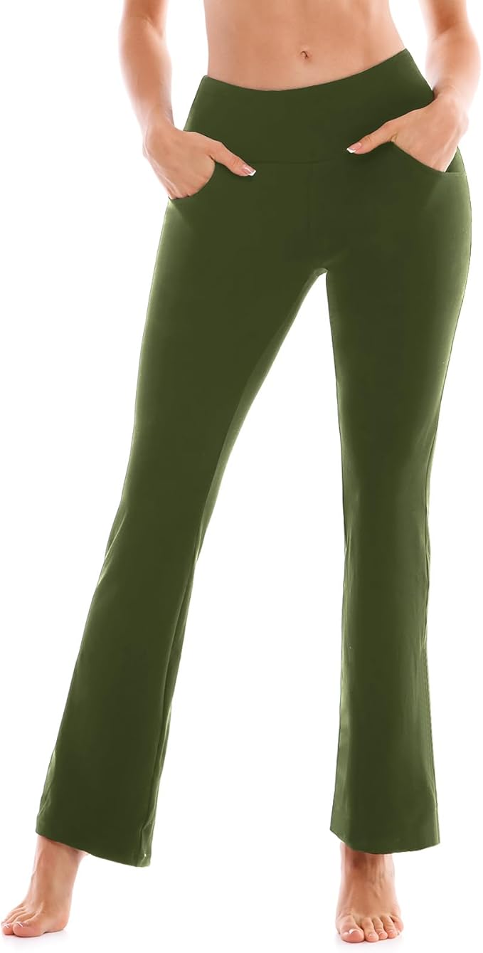 SINOPHANT Flare Leggings for Women with Pockets,High Waisted Tummy Control Bootcut Yoga Pants for Women Soft Bell Bottoms