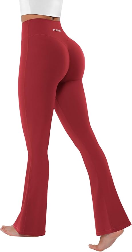 YEOREO Women's Mini Flared Workout High Waist No Front Seam Yoga Legging Pants