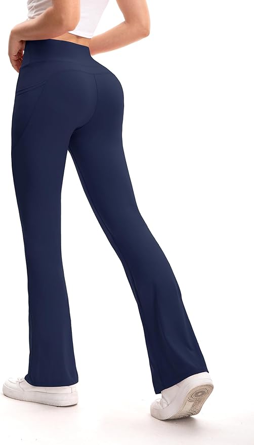 3 Packs Women's Flare Leggings with Pockets, Soft High Waisted Tummy Control Bootcut Workout Yoga Pants