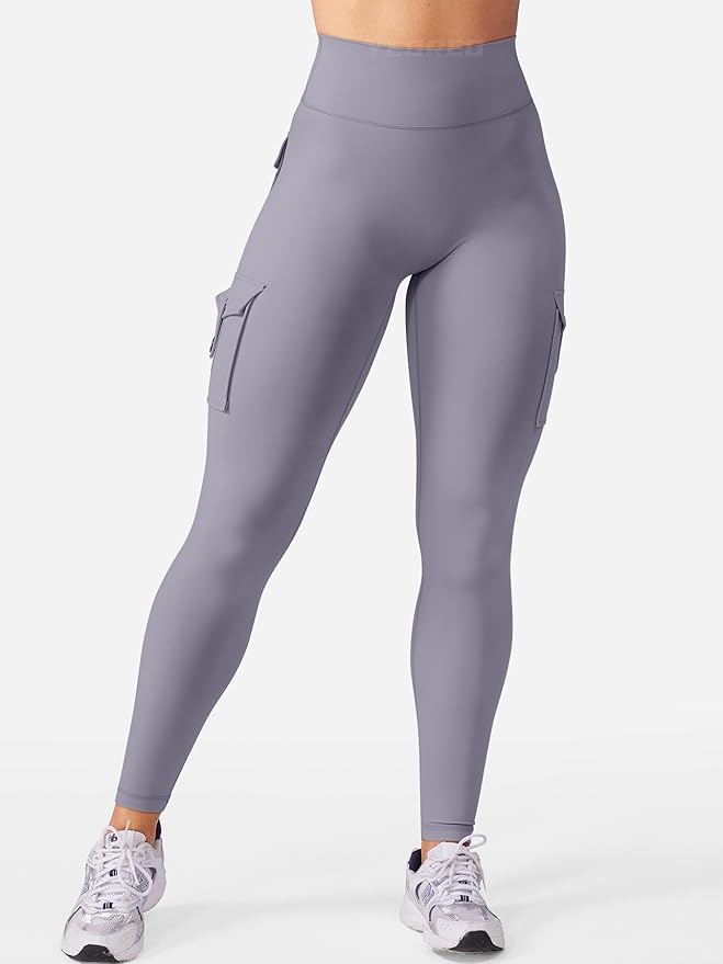 YEOREO CoreFlex Workout Cargo Leggings with Pockets for Women Hidden Scrunch Butt Lifting Leggings Gym Yoga Pants