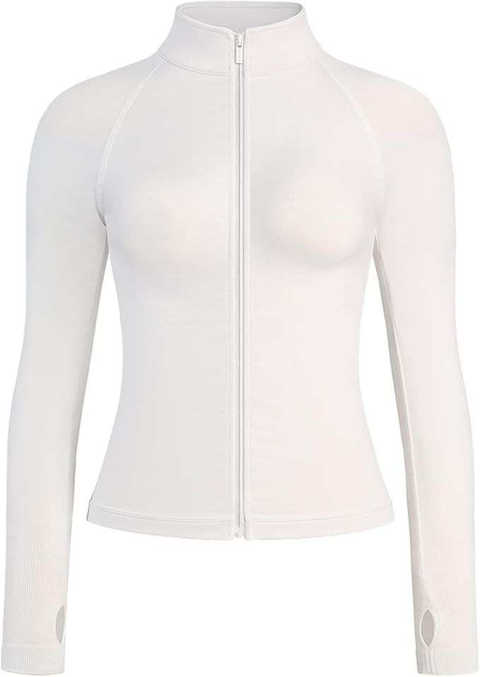 AUROLA Influence Athletic Workout Jacket for Women, Lightweight Slim Fit Full Zip Running Yoga Sports Jacket with Thumb Holes