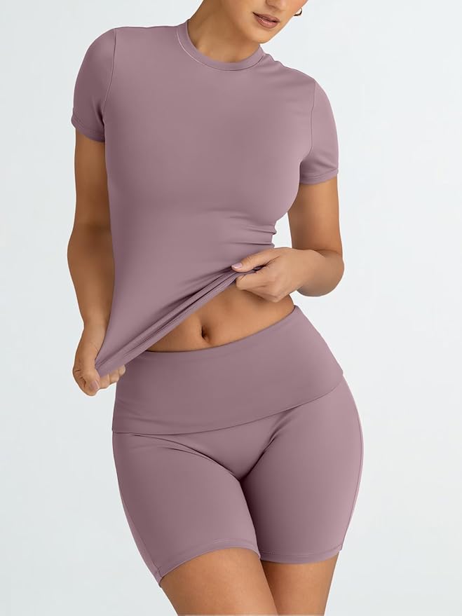 Trendy Queen 2 Piece Summer Cute Workout Sets Gym Short Set Pilates Yoga Outfits Going Out Spring Athletic Comfy Active Wear