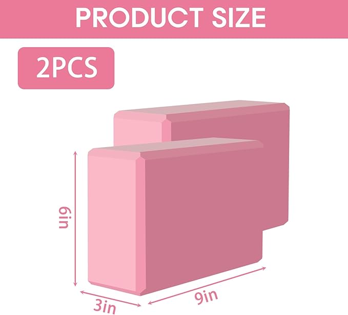 Yoga Block - Supportive Latex-Free Eva Foam - Soft Non-Slip Surface with Beveled Edges for Yoga, Pilates, Meditation - Yoga Accessories for Stability, Balance, Deepen Stretches