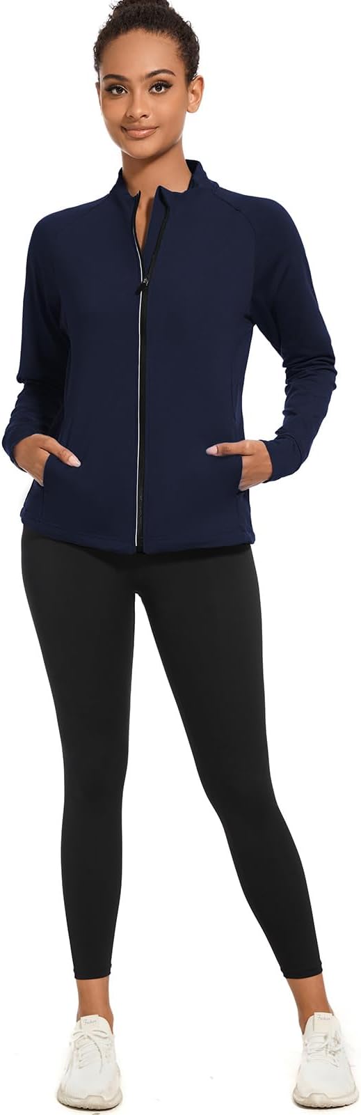 bpbtti Women's Polar Fleece Zip Up Workout Jackets with Pockets Slim Fit Cottony Soft Jacket for Running Athletic Yoga