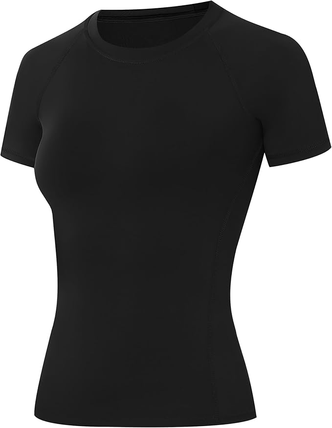 Runhit Compression Shirt Women Short Sleeve Workout Tops Athletic Gym Moisture Wicking T-Shirt Running Yoga Base Layer