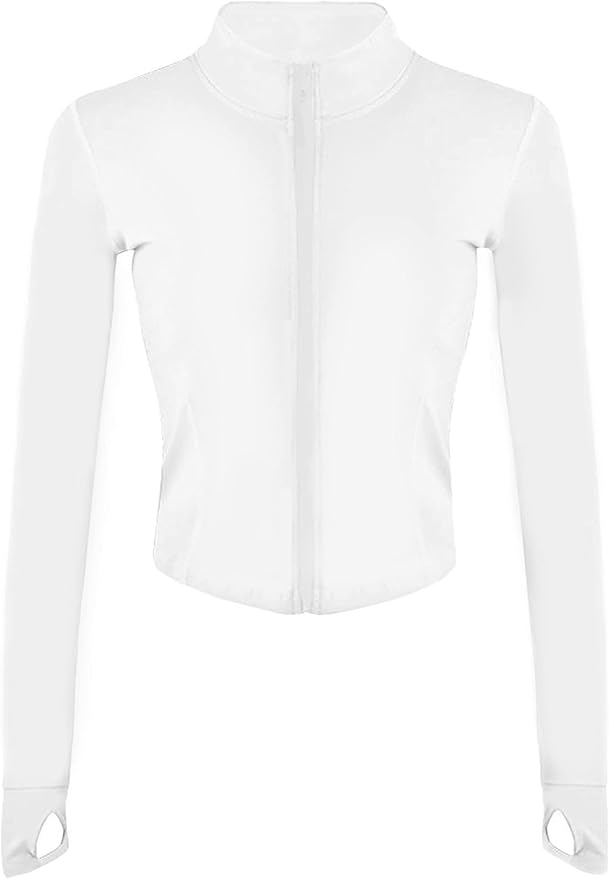 Tanming Women's Full Zip Seamless Workout Jacket Running Yoga Slim Fit Track Jacket