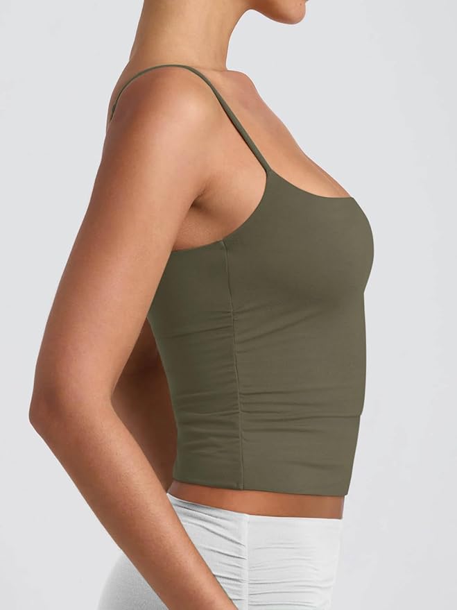 PINKMSTYLE Women's Basic Double Lined Scoop Neck Tank Tops Adjustable Cami Tank Summer Sleeveless Tops