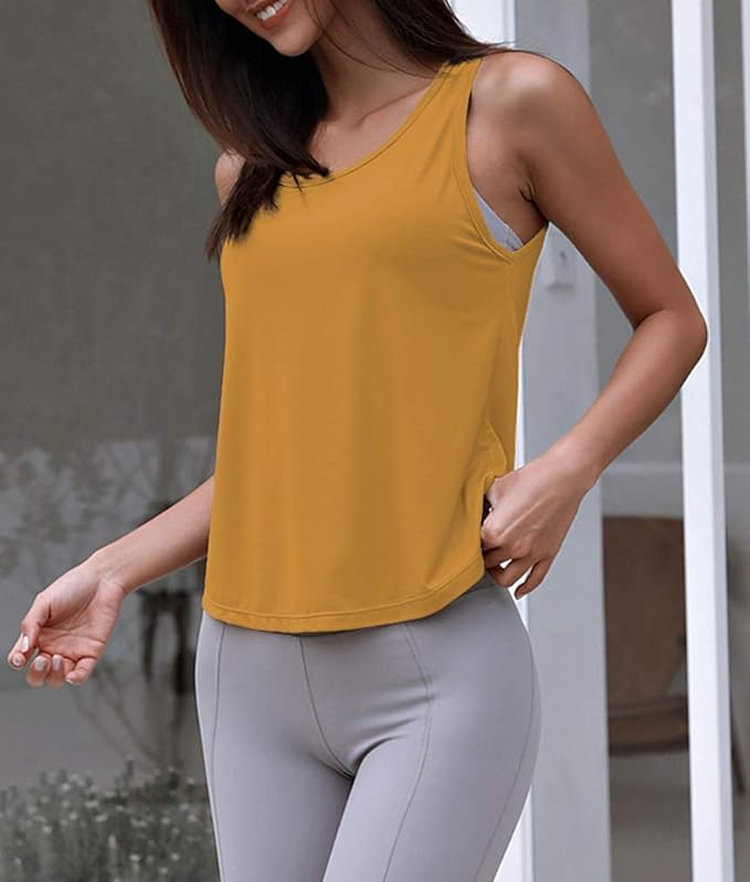 OYANUS Womens Summer Workout Tops Sexy Backless Yoga Shirts Open Back Activewear Running Sports Gym Tank Tops