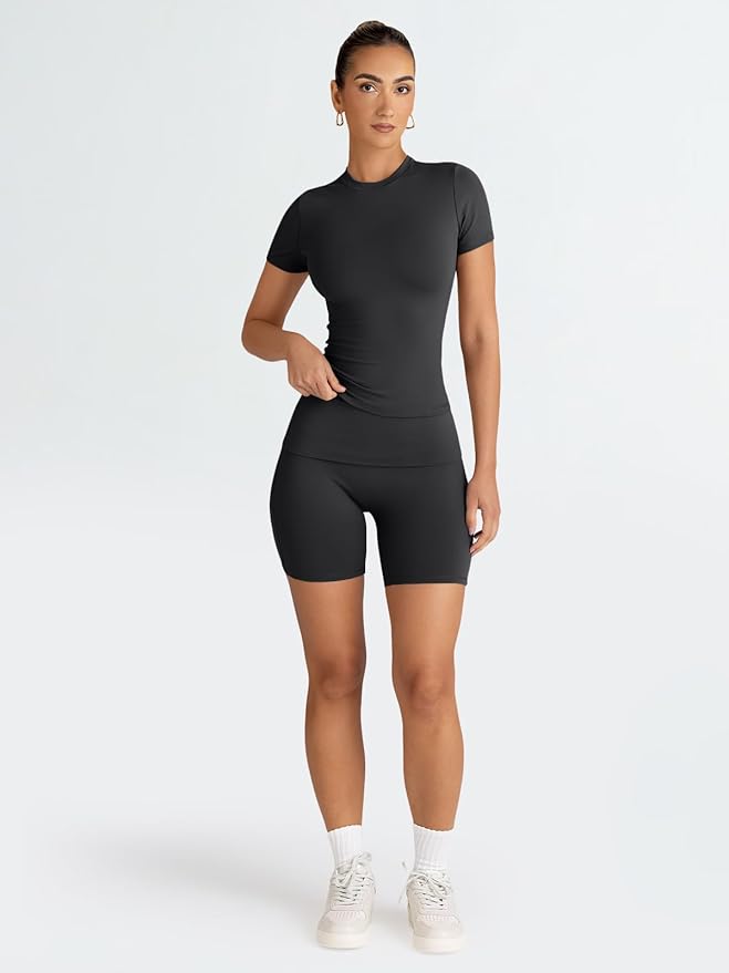 Trendy Queen 2 Piece Summer Cute Workout Sets Gym Short Set Pilates Yoga Outfits Going Out Spring Athletic Comfy Active Wear