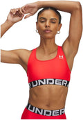 Under Armour Womens HeatGear Authentics Mid Impact Branded Sports Bra