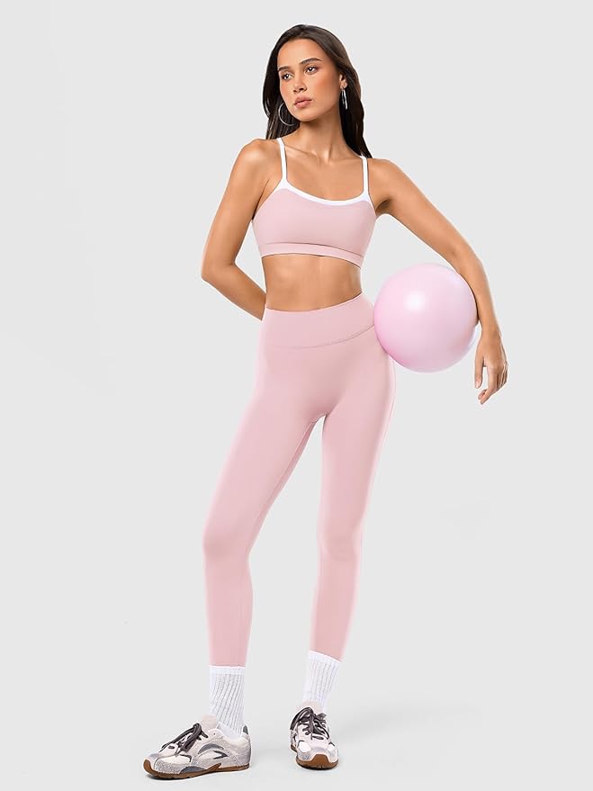 2 Piece Workout Sets for Women, Camisole Square Neck Tops & Seamless Leggings, Gym Yoga Pilates Outfits