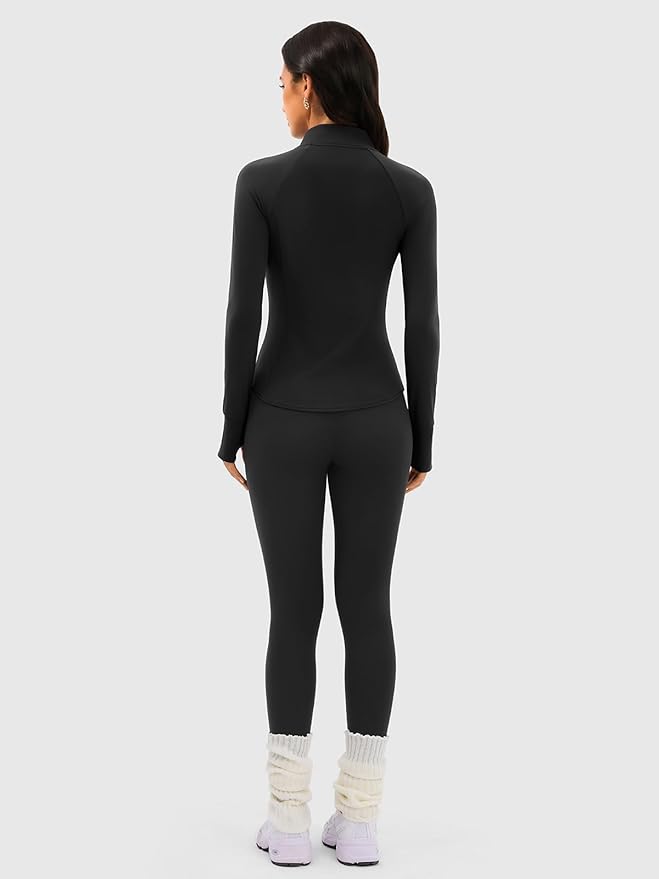 Cropped Workout Jackets for Women Running,Lightweight Yoga Tops Athletic Jacket Slim Fitted,Full Zip Up with Pockets