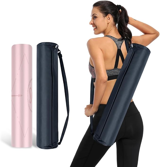 Natural Rubber Yoga Mat - Non Slip Non Toxic - 72’'x26.8''x5mm - Hot Yoga, Pilates, Floor Workout - For Women and Men - with Carrying Bag (Soft Rose)