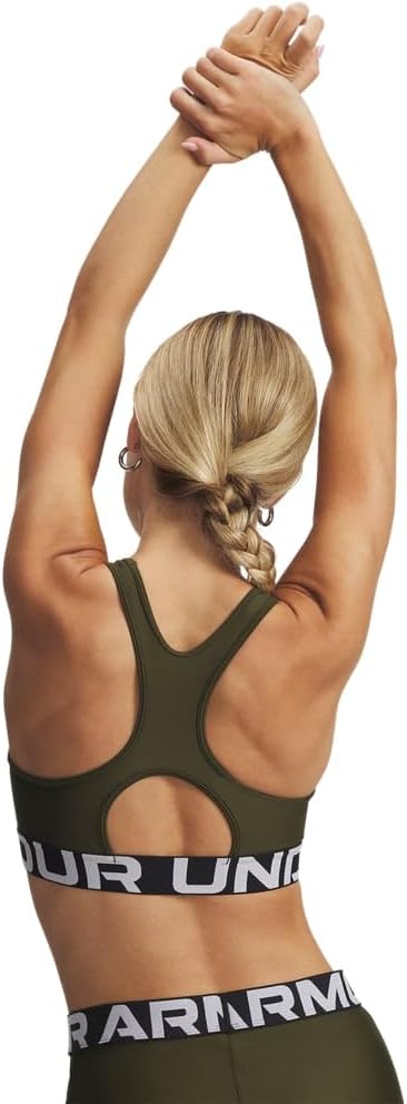 Under Armour Womens HeatGear Authentics Mid Impact Branded Sports Bra