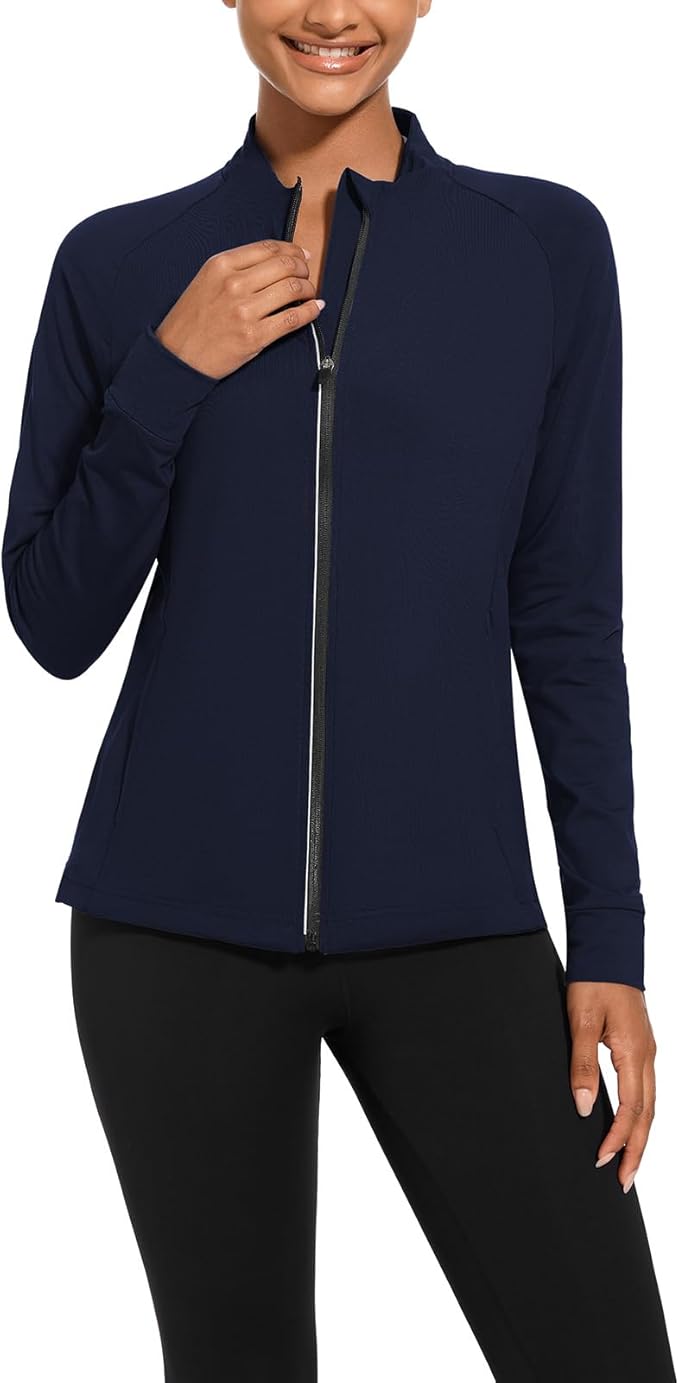 bpbtti Women's Polar Fleece Zip Up Workout Jackets with Pockets Slim Fit Cottony Soft Jacket for Running Athletic Yoga