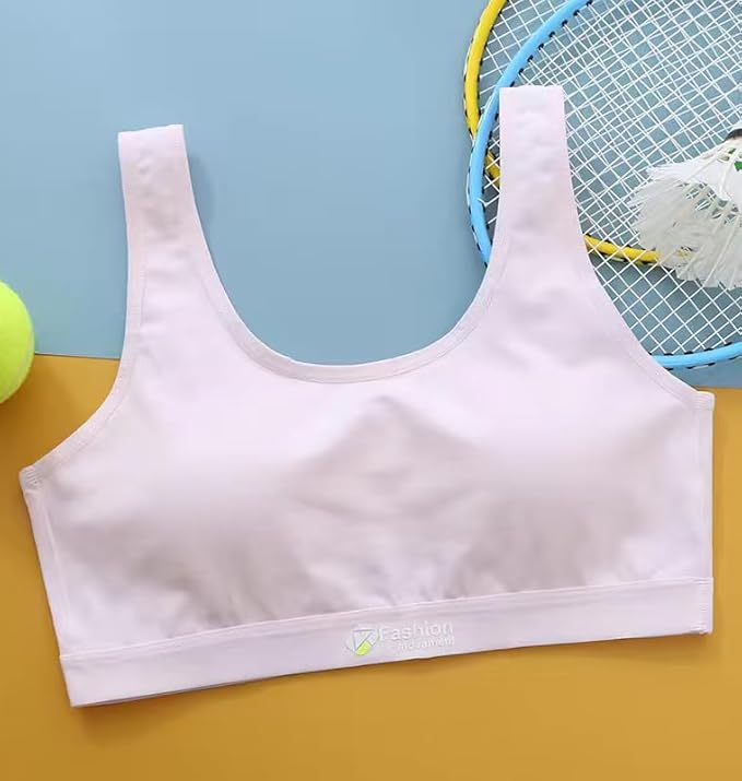Herepai Big Girls' Sports Bra with Breathable Pads Teens Cotton Training Bras