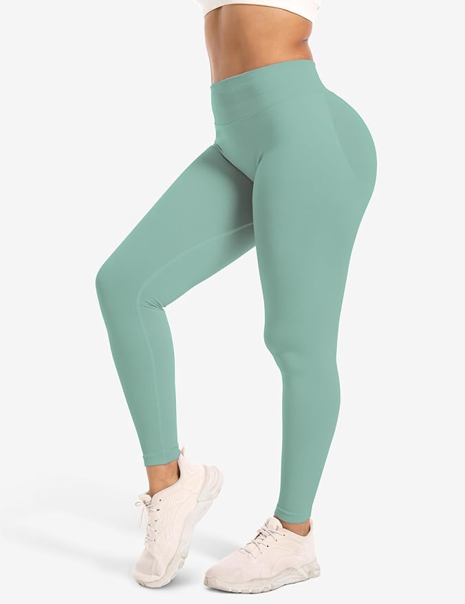 Ieumaz Scrunch Butt Lifting Leggings for Women Gym Seamless Workout Leggings Mid Low Waist Tummy Control Yoga Pants