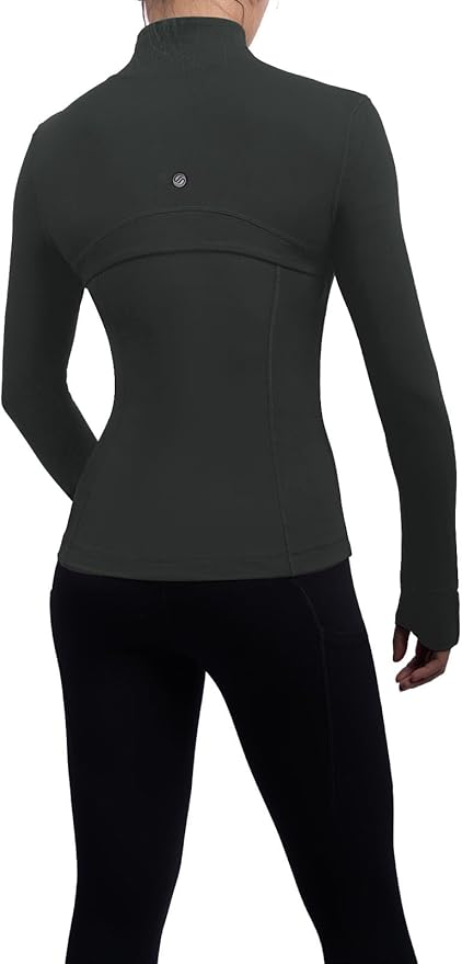 SIS QUEEN Women's Workout Jackets Slim Fit Athletic Track Tops with Pockets Thumb Holes Full Zip Up Lightweight Sportswear