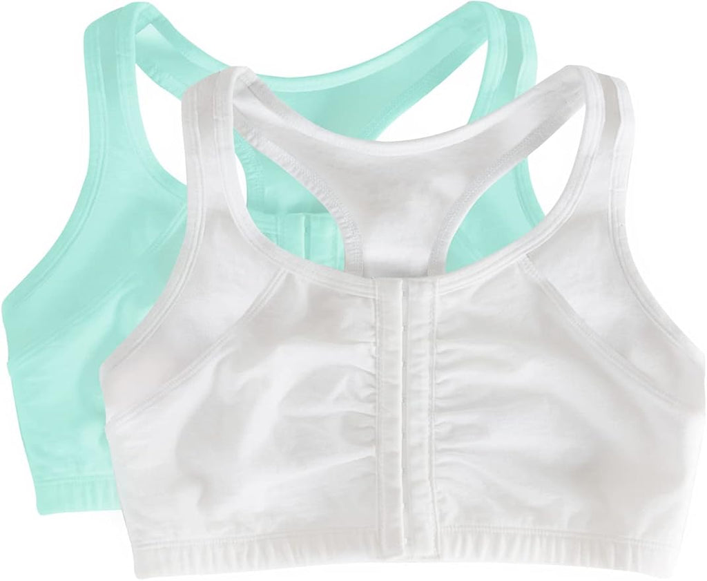 Fruit of the Loom Women's 96014PK Comfort Cotton Blend Front Close Sports Bra 2 Pack