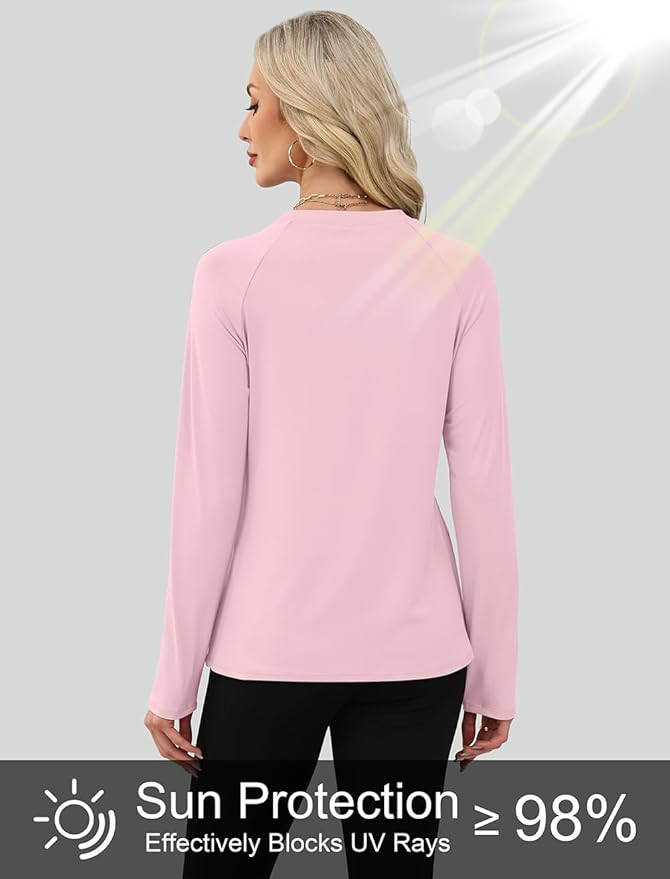 WIHOLL Workout Tops for Women Long Sleeve Sun Shirt UPF 50+ UV Protection Running Hiking Clothes Quick Dry Athletic Tops