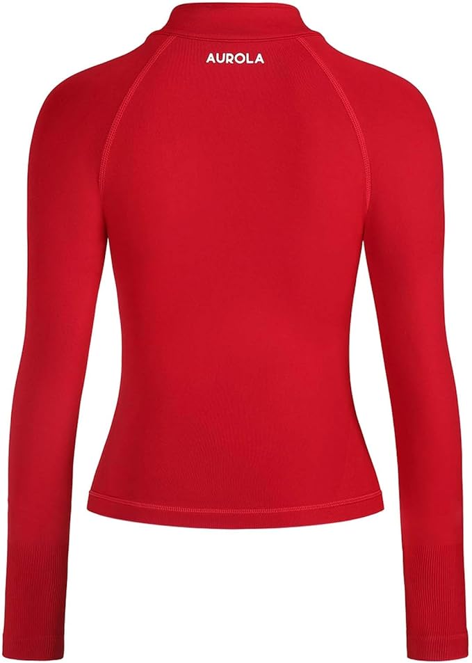 AUROLA Influence Athletic Workout Jacket for Women, Lightweight Slim Fit Full Zip Running Yoga Sports Jacket with Thumb Holes