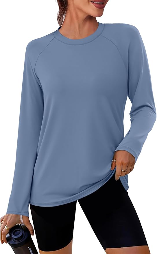 WIHOLL Workout Tops for Women Long Sleeve Sun Shirt UPF 50+ UV Protection Running Hiking Clothes Quick Dry Athletic Tops