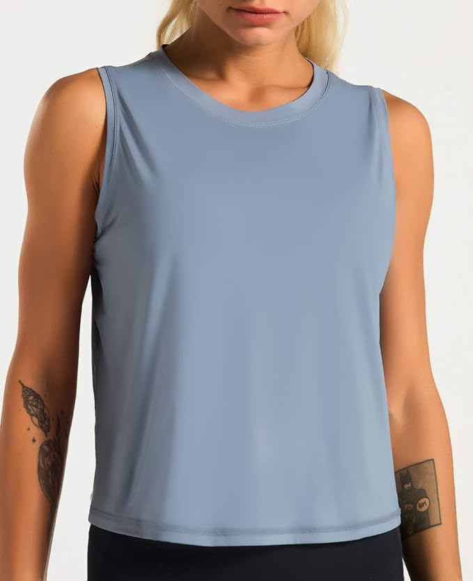 Dragon Fit Womens Ice Silk Workout Tank Tops Sleeveless Cropped Yoga Shirt for Running Gym Summer