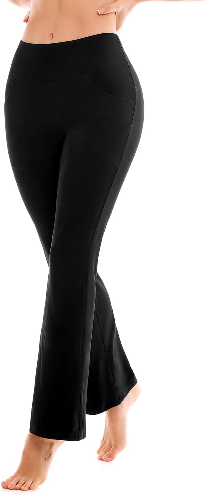 SINOPHANT Flare Leggings for Women with Pockets,High Waisted Tummy Control Bootcut Yoga Pants for Women Soft Bell Bottoms