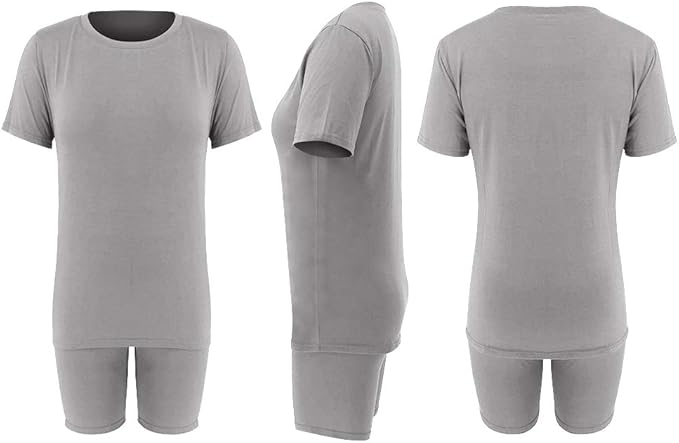 KINIKO Women's 2 Piece Casual Fashion Sports Solid Color Suit short Sleeve top and Pants Set Sweatshirt