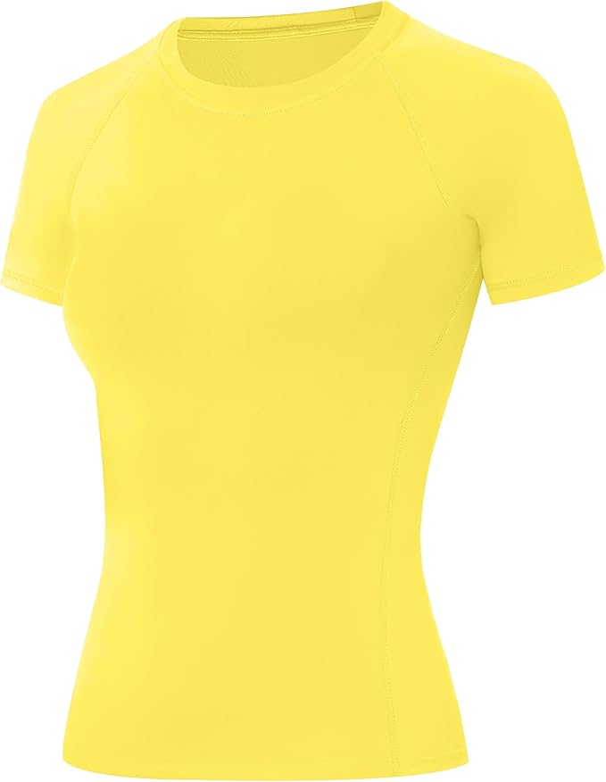 Runhit Compression Shirt Women Short Sleeve Workout Tops Athletic Gym Moisture Wicking T-Shirt Running Yoga Base Layer