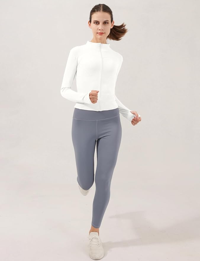 Locachy Women's Lightweight Stretchy Workout Full Zip Running Track Jacket with Thumb Holes