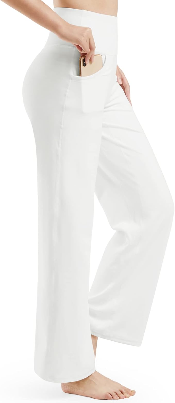 Promover Wide Leg Pants Woman Yoga Pants with Pockets Stretch Loose Casual Lounge Sweatpants Petite/Regular/Tall
